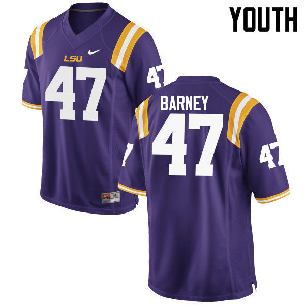 Youth LSU Tigers #47 Chance Barney College Football Jerseys Game-Purple
